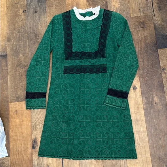 sandro green lace dress Sandro Green Lace V Neck Mini Dress Size 34 – Mine & Yours